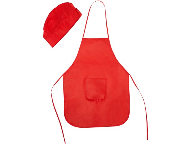 Delantales para merchandising Jamie set delantal y gorro non-woven niños Rojo detalle 11