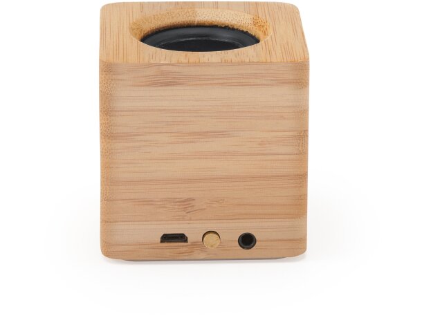 Altavoces bluetooth con cuerpo de bambú Kraviz y membrana visible Crudo detalle 6