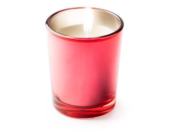 Velas corporativas Kimi aromáticas en vaso de cristal colores y fragancias Rojo detalle 8