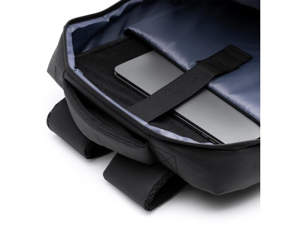 Mochila para pc promocional Dixon con PU Leather y protección óptima Negro detalle 2