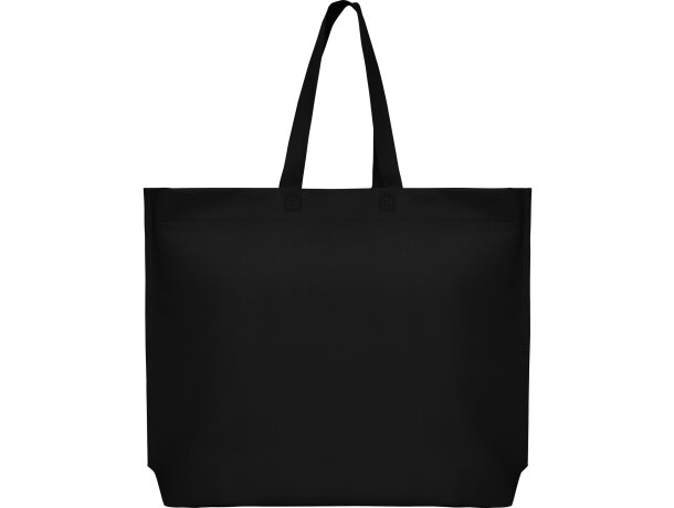 Bolsas baratas Sea non woven con fuelle hexagonal y asa larga Negro detalle 9