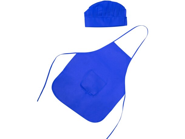 Delantales para merchandising Jamie set delantal y gorro non-woven niños Royal detalle 10