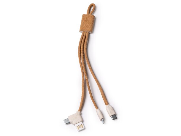 Cargadores USB versátiles y sostenibles Sevek con cuerpo de corcho y trigo Crudo detalle 3