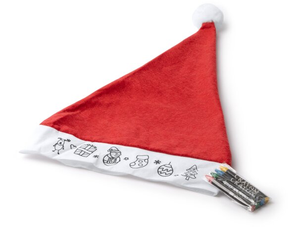 Gorro de papa noel non woven para colorear Rojo detalle 4