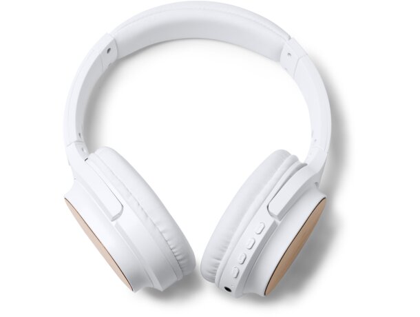 Auriculares sostenibles Sonus con bambú y ABS reciclado para tu música Blanco detalle 5