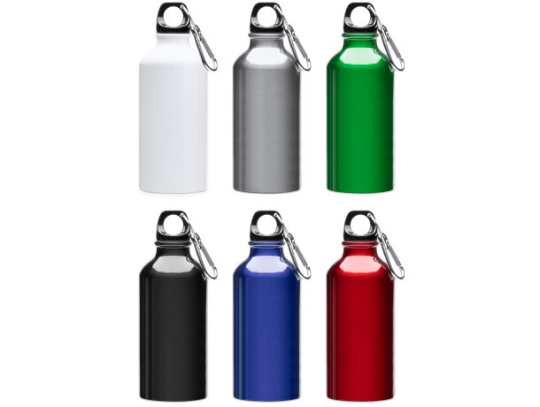 Botellas de aluminio con mosquetón Athletic 400ml colores divertidos Blanco detalle 1