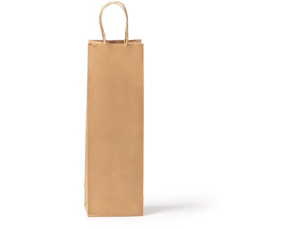 Bolsa kraft personalizada Pinus natural para botellas con asas rizadas Crudo detalle 6