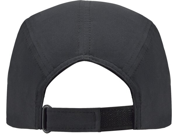 Gorra running para publicidad Mercury ligera tres paneles ajustable velcro Negro detalle 10