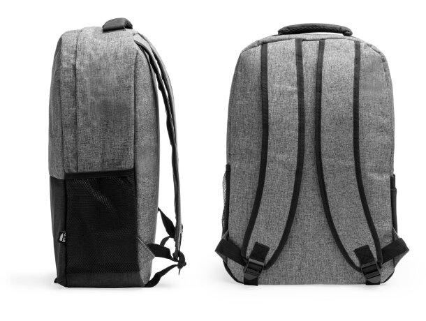 Mochila infantil bolsillo acolchado para portátil de rPET 600D Sidney Gris vigore detalle 3