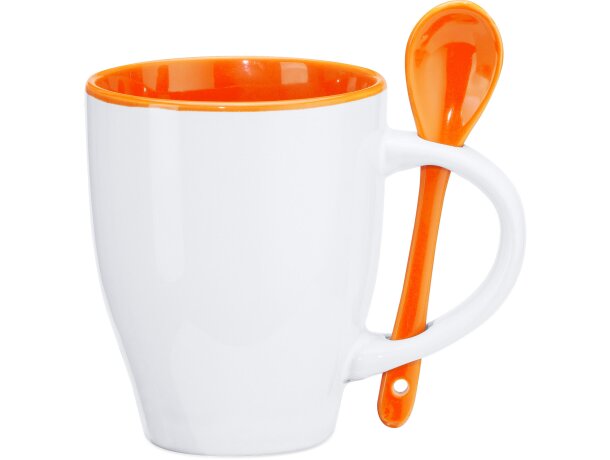 Tazas con estilo Akebia cerámica 350ml aptas microondas y lavavajillas Blanco/naranja detalle 15