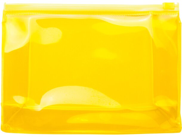 Neceser para publicidad con logo Caribu PVC transparente cierre hermético Amarillo detalle 6