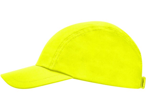 Gorra running para publicidad Mercury ligera tres paneles ajustable velcro Amarillo fluor detalle 19