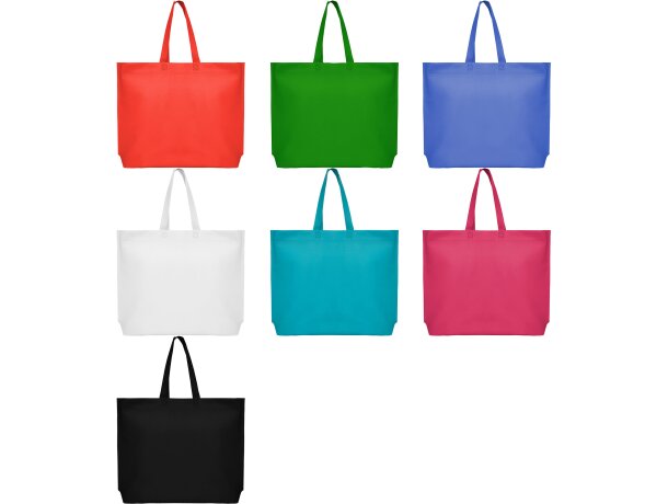 Bolsas baratas Sea non woven con fuelle hexagonal y asa larga Blanco detalle 1