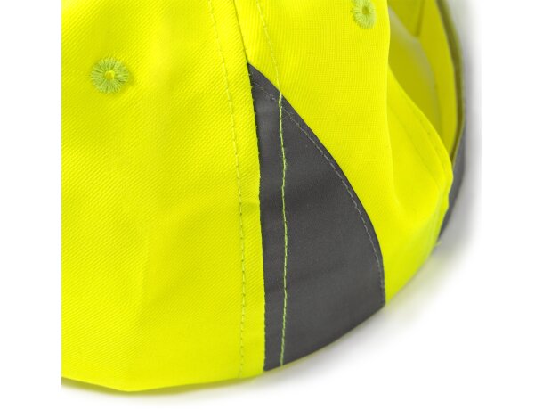 Gorras de béisbol con detalles reflectantes Balder cierre ajustable Amarillo fluor detalle 4