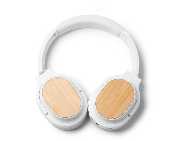 Auriculares sostenibles Sonus con bambú y ABS reciclado para tu música Blanco detalle 4