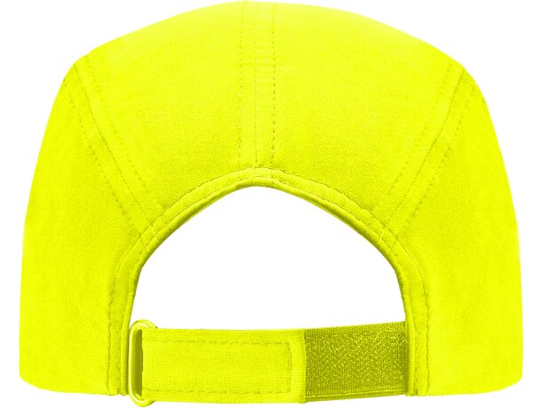 Gorra running para publicidad Mercury ligera tres paneles ajustable velcro Amarillo fluor detalle 18