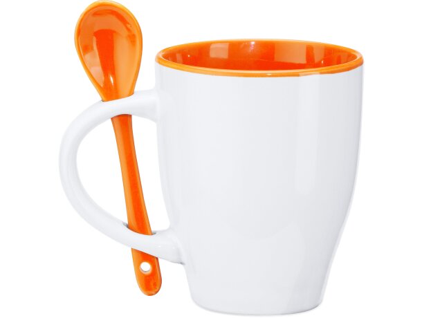 Tazas con estilo Akebia cerámica 350ml aptas microondas y lavavajillas Blanco/naranja detalle 16