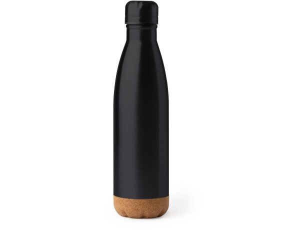 Botellas de acero inoxidable Kale con base de corcho y capacidad de 520ml Negro detalle 5