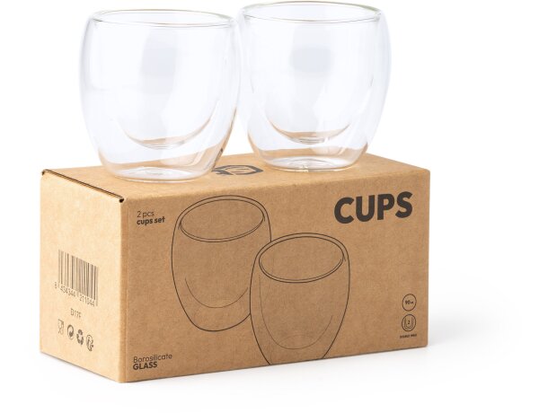 Set de 2 vasos cristal borosilicato 90ml Capsul Transparente detalle 1