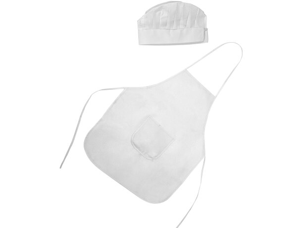 Delantales para merchandising Jamie set delantal y gorro non-woven niños Blanco detalle 7