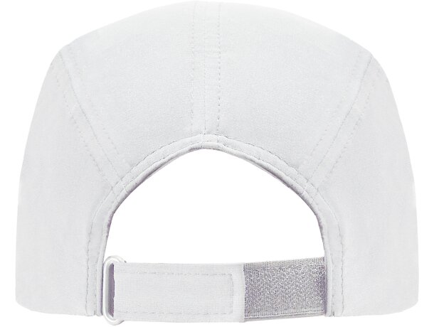 Gorra running para publicidad Mercury ligera tres paneles ajustable velcro Blanco detalle 6