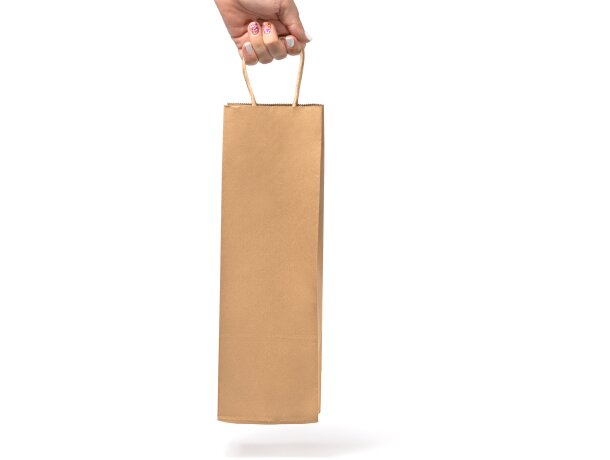 Bolsa kraft personalizada Pinus natural para botellas con asas rizadas Crudo detalle 3