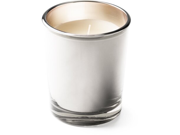 Velas corporativas Kimi aromáticas en vaso de cristal colores y fragancias Blanco detalle 4