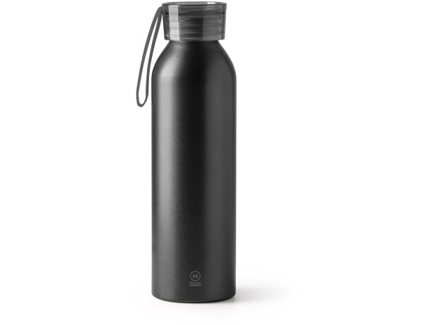 Botellas de aluminio reciclado Lewik con tapón y cinta a juego 600ml Negro detalle 4