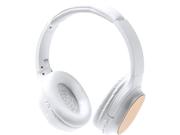 Auriculares sostenibles Sonus con bambú y ABS reciclado para tu música Blanco detalle 5