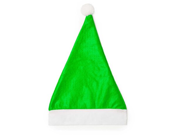 Gorro navidad Santa con borla y banda blanca ideal para celebraciones Verde helecho detalle 6