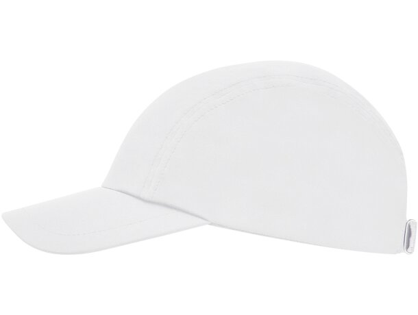 Gorra running para publicidad Mercury ligera tres paneles ajustable velcro Blanco detalle 7