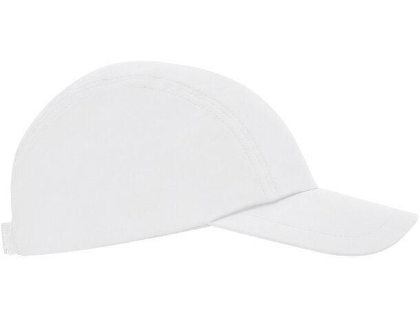 Gorra running para publicidad Mercury ligera tres paneles ajustable velcro Blanco detalle 8