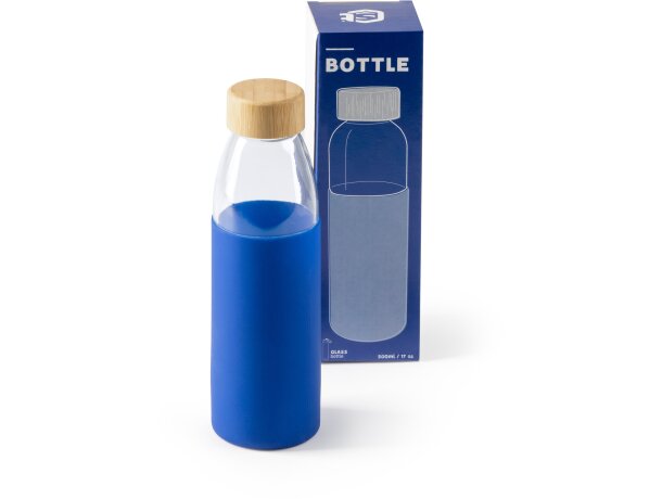 Botellas de cristal Nagami con tapón de bambú y funda de silicona 540ml Blanco detalle 1