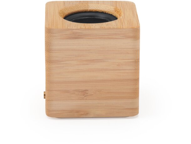 Altavoces bluetooth con cuerpo de bambú Kraviz y membrana visible Crudo detalle 7