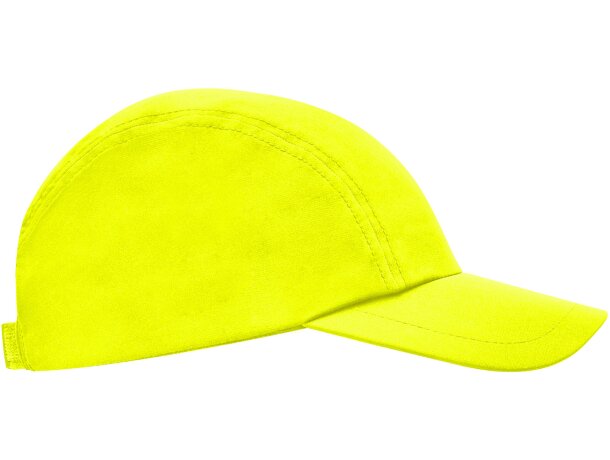 Gorra running para publicidad Mercury ligera tres paneles ajustable velcro Amarillo fluor detalle 20