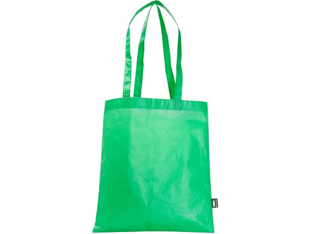 Bolsas non woven Phoca cosida laminada mate RPET asas reforzadas Verde helecho detalle 11