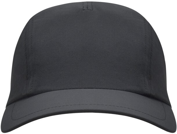 Gorra running para publicidad Mercury ligera tres paneles ajustable velcro Negro detalle 9