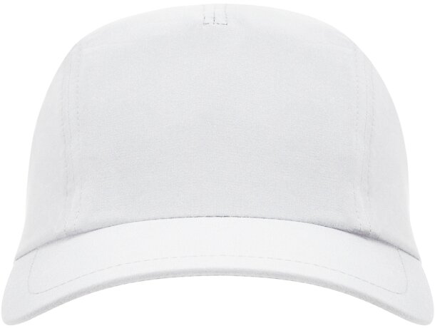 Gorra running para publicidad Mercury ligera tres paneles ajustable velcro Blanco detalle 5