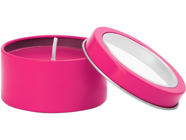 Velas Flake aromáticas de vainilla en recipiente metálico con ventana Fucsia detalle 17