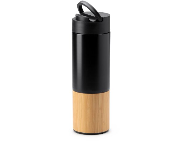 Botellas de acero inoxidable Coiba con tapa soporte para smartphone 450ml Negro detalle 7