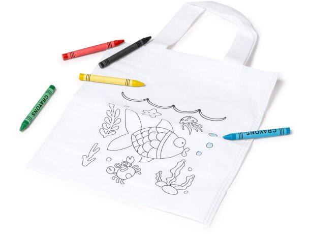 Bolsas non woven Azor kids para colorear con ceras variadas Blanco detalle 3