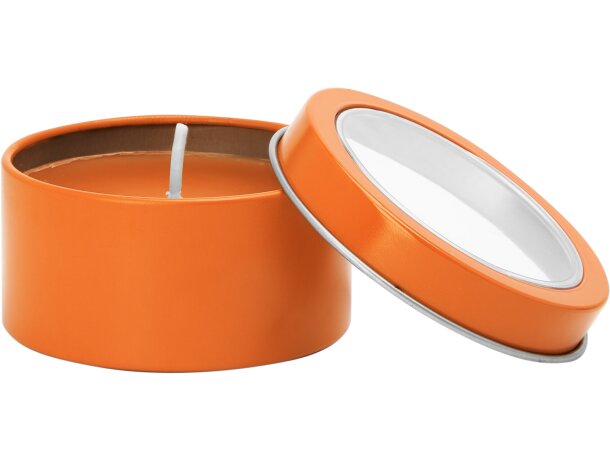 Velas Flake aromáticas de vainilla en recipiente metálico con ventana Naranja detalle 15