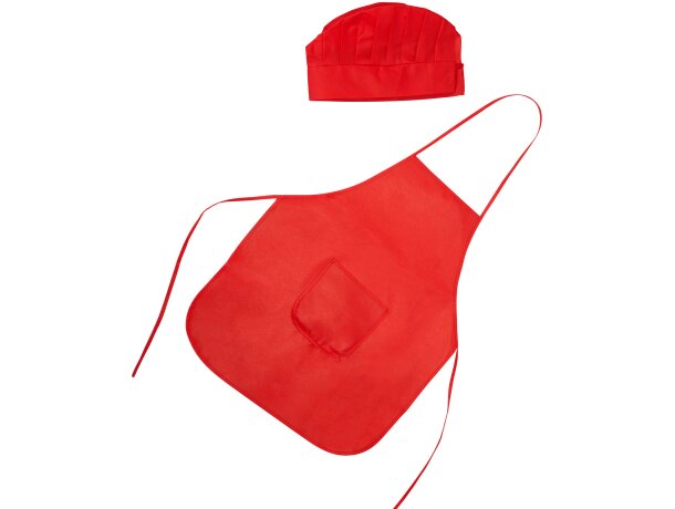 Delantales para merchandising Jamie set delantal y gorro non-woven niños Rojo detalle 13