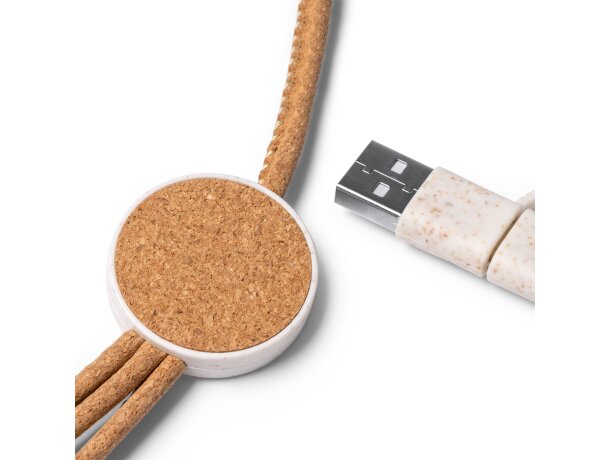 Cargadores USB versátiles y sostenibles con Metrik cable 5 en 1 ecoamigable Crudo detalle 2