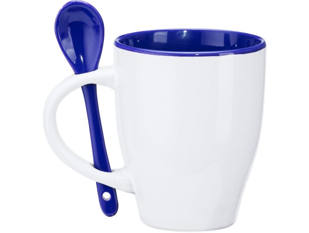 Tazas con estilo Akebia cerámica 350ml aptas microondas y lavavajillas Blanco/royal detalle 10