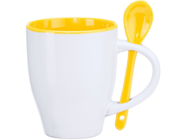 Tazas con estilo Akebia cerámica 350ml aptas microondas y lavavajillas Blanco/amarillo detalle 6