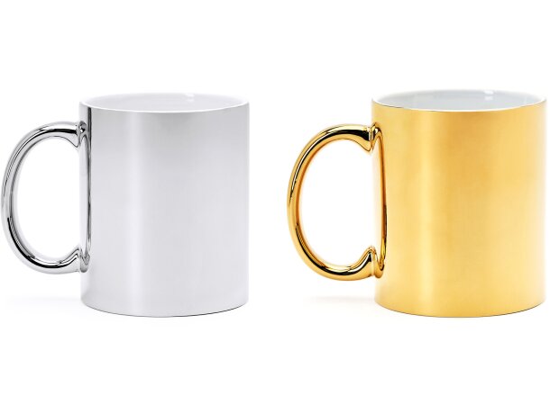 Tazas de cerámica Zala 350ml diseño elegante acabado brillo plata oro Plata detalle 2