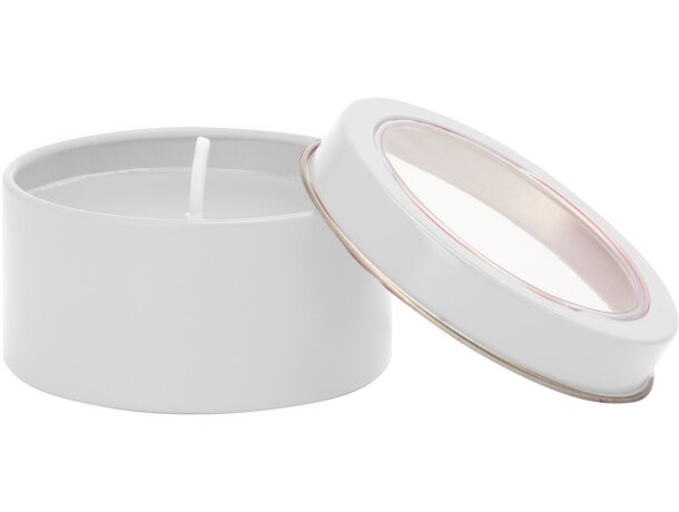 Velas Flake aromáticas de vainilla en recipiente metálico con ventana Blanco detalle 5