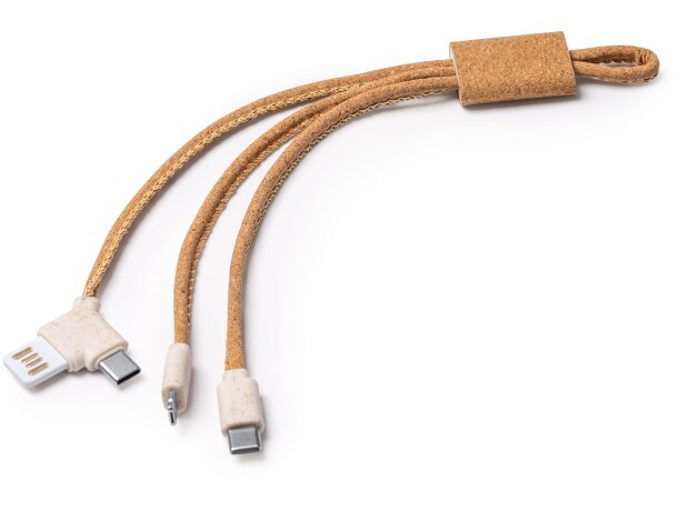 Cable cargador usb 5 en 1 ecológico Sevek Crudo detalle 3