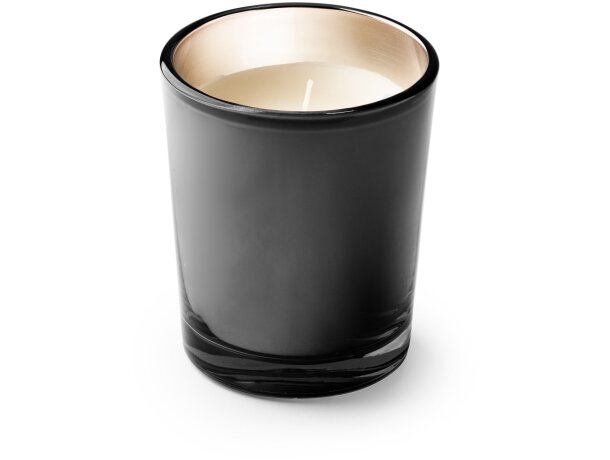 Velas corporativas Kimi aromáticas en vaso de cristal colores y fragancias Negro detalle 5